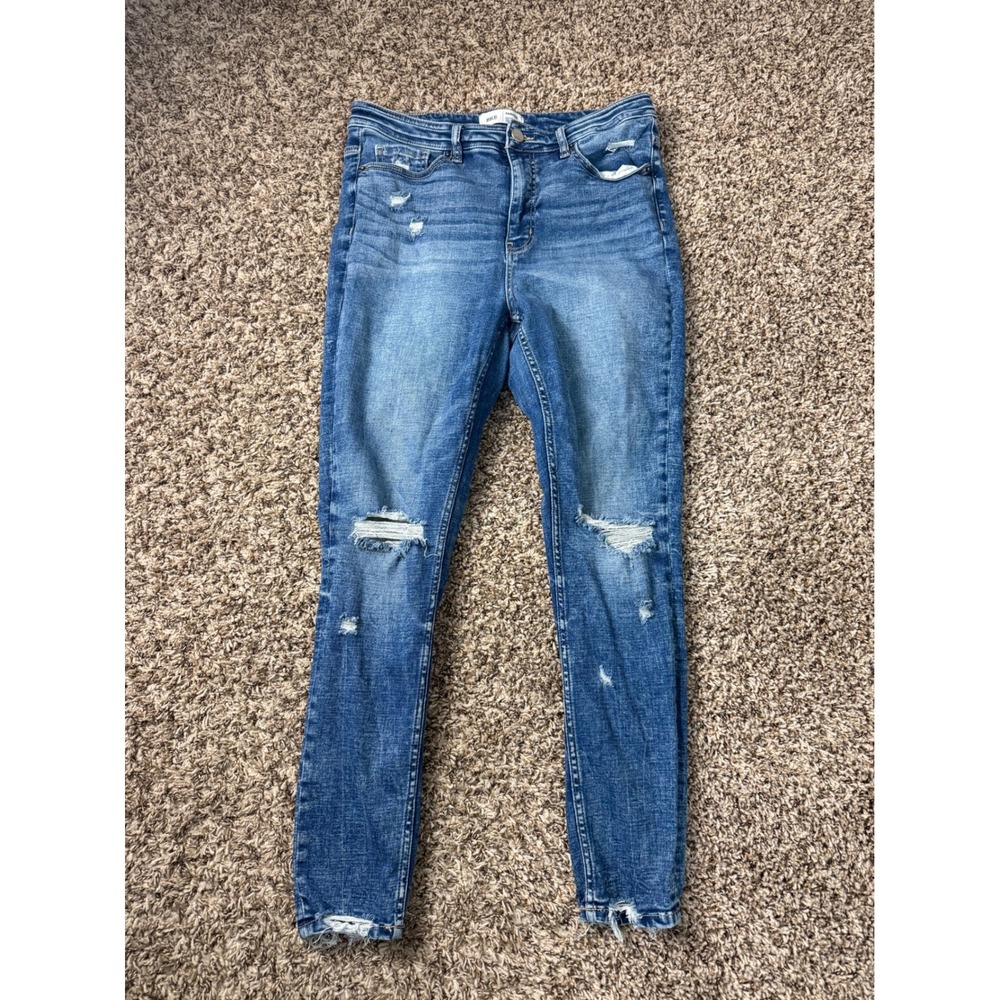 BKE Parker Universal Fit High Rise Ankle Skinny Distressed Jeans Blue 29x27